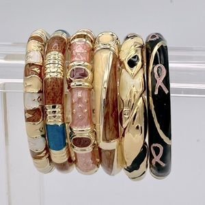 6 pieces hinged enameled bangles